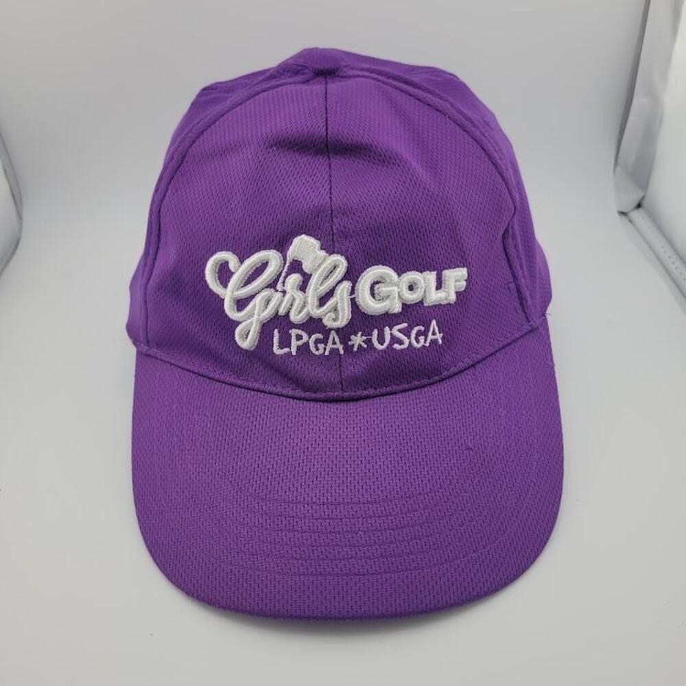 LPGA USGA Girls Golf Hat Cap Strap Back Youth Purple Mesh Embroidered Athletic